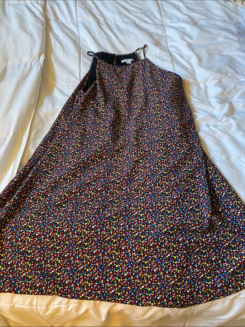 New York & Company Black Multicolor Halter Mini Dress